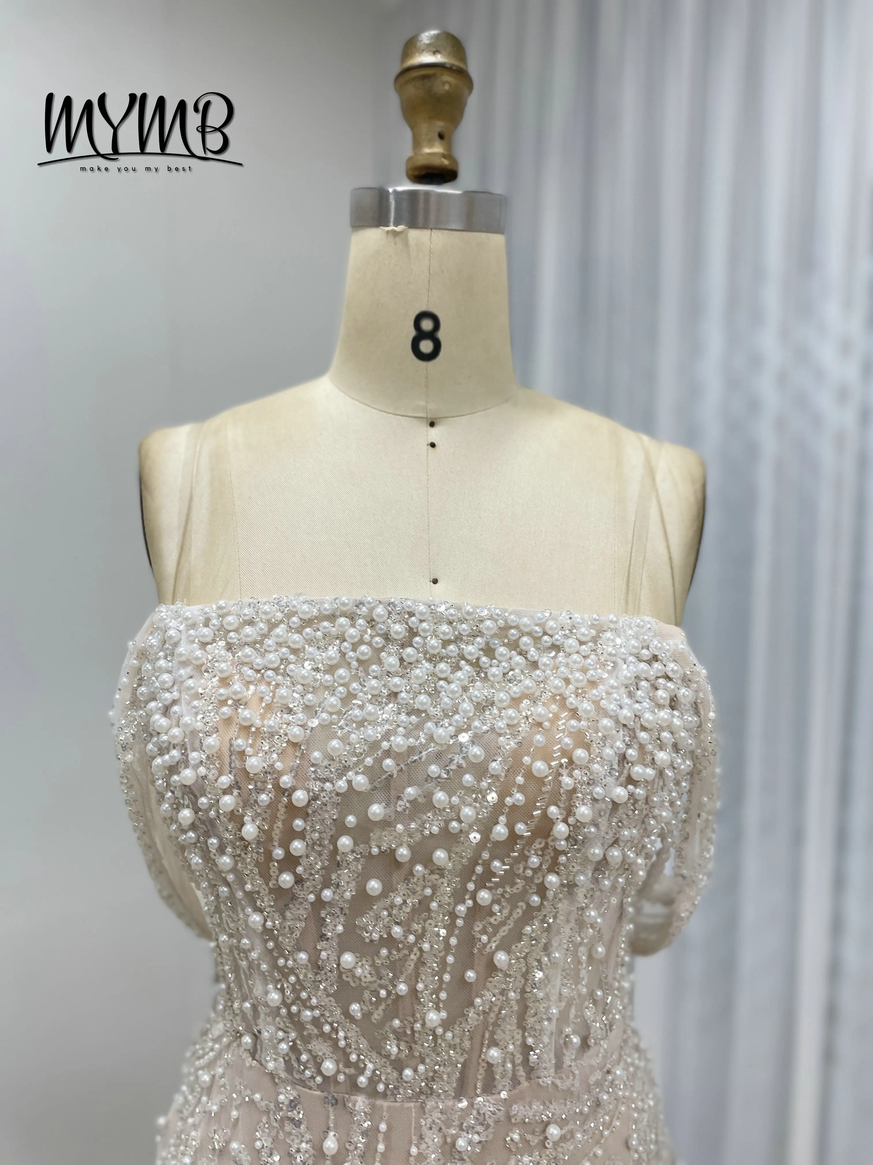 MYMB 럭셔리 페르시 아이보리 이브닝 드레스 섹시한 오프 숄더 인어 슬리밍 웨딩 드레스 여름 성능 드레스 MY30140