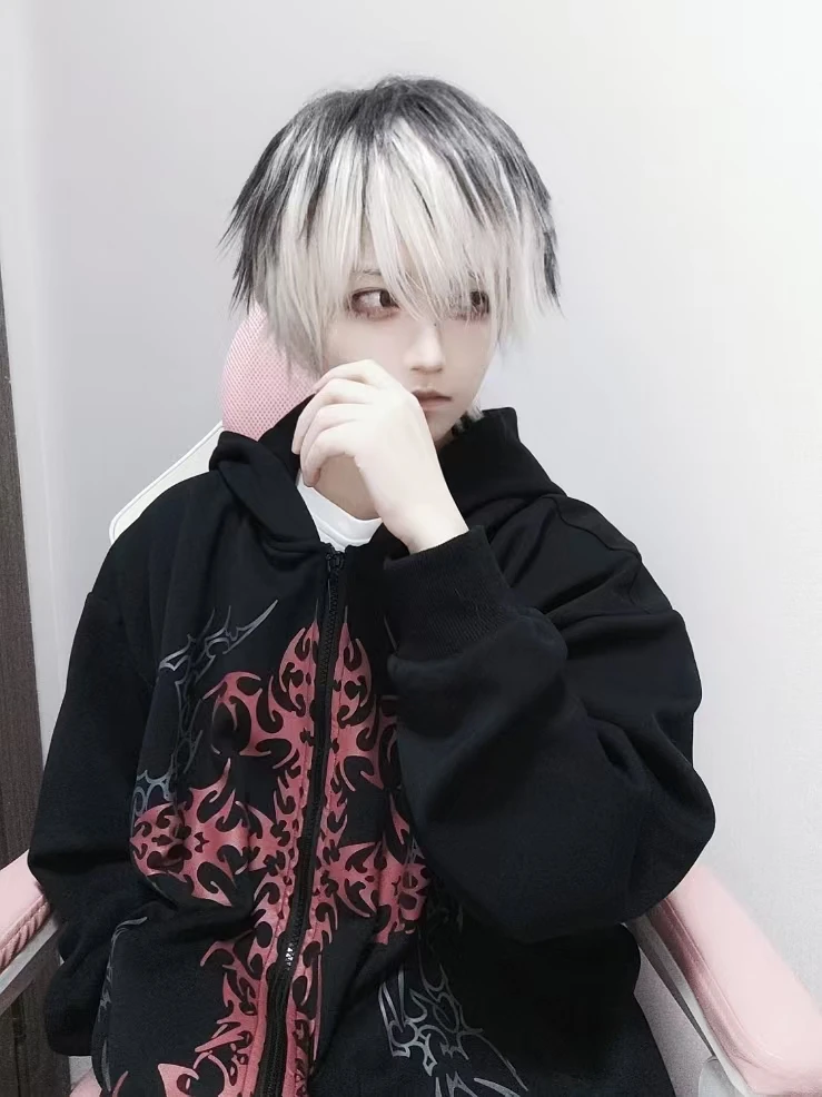 

Subculture Dark Style Hooded Sweatshirt Rock Punk Loose Jacket Print Top for Women Sweatshirt Hoodie Oversized Hoodies