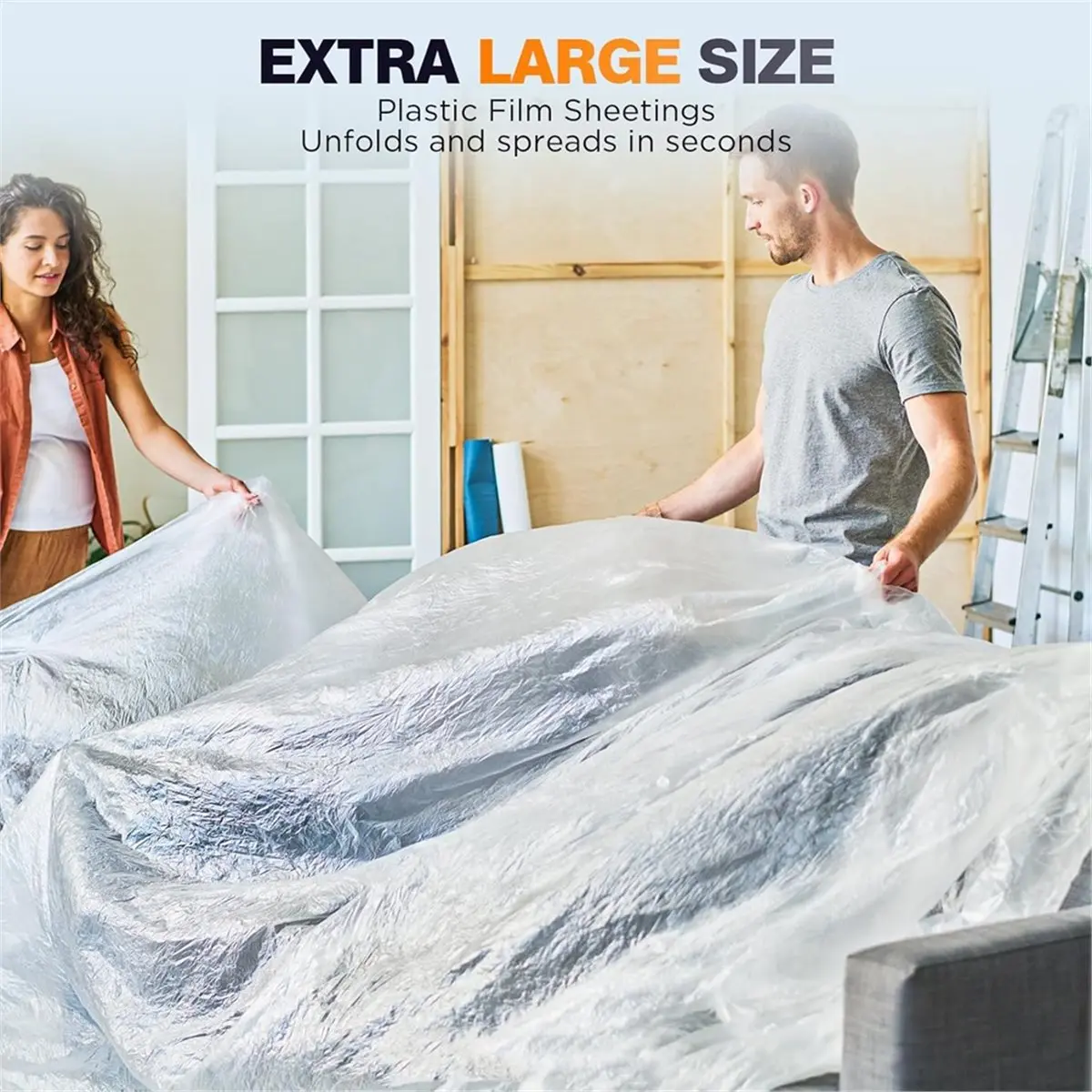 

(ABLP) 12 X 9 Ft Plastic Drop Cloths (6 Pack) - Disposable Painter'S Sheeting & Tarps for Painting, Waterproof Furniture/Couch