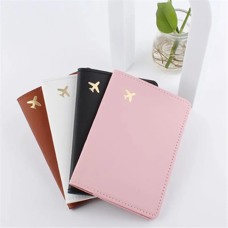 Pink Lover Couple Passport Cover Hot Stamping Simple Plane Women Men Travel Wedding Passport Cover Holder Fashion Wedding Gift