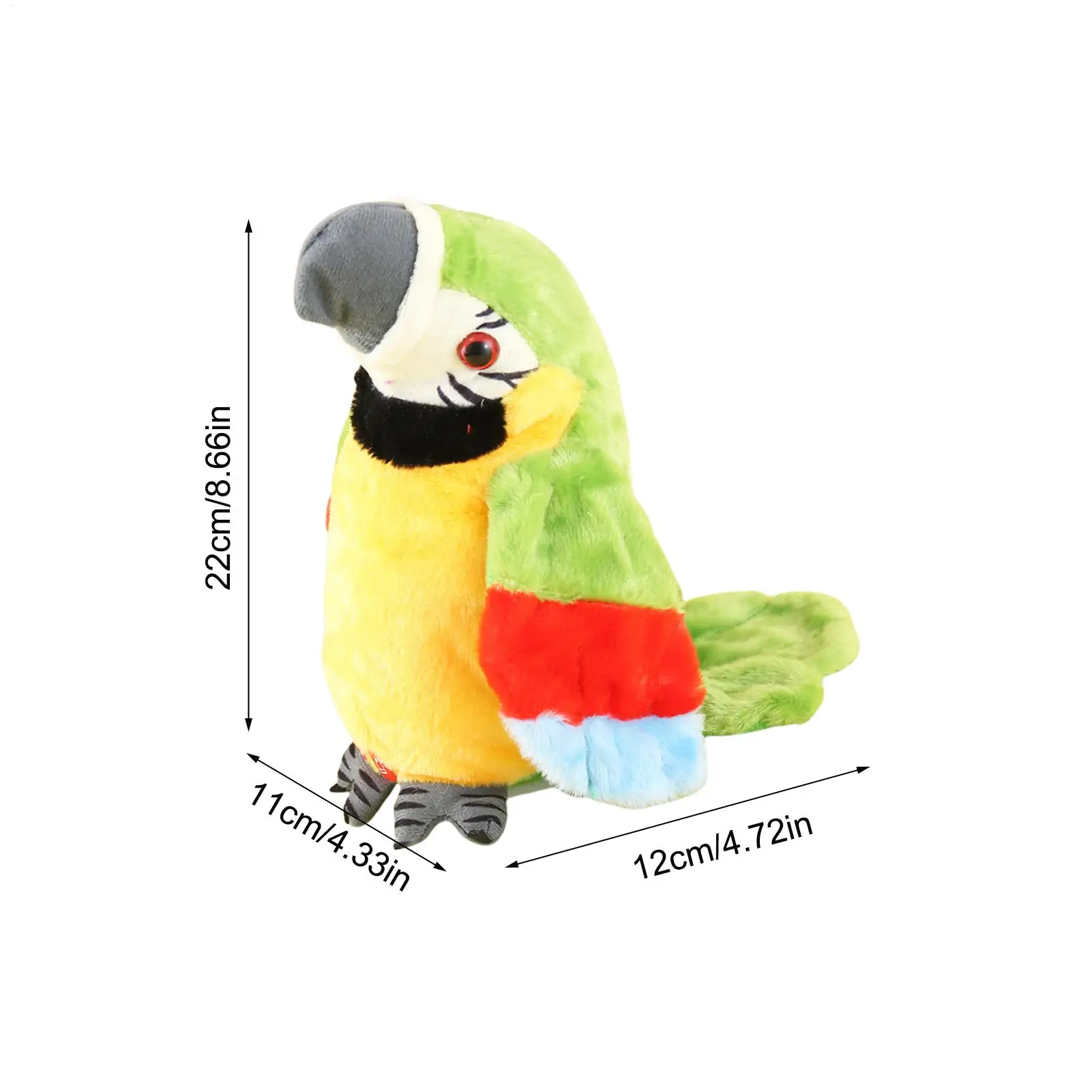 أداة تتحدث على شكل طائر ناطق من القطيفة، لعبة تعليمية على شكل ببغاء Twerking واقعي لتدريب الكلام وأعياد الميلاد والسفر في الهواء الطلق