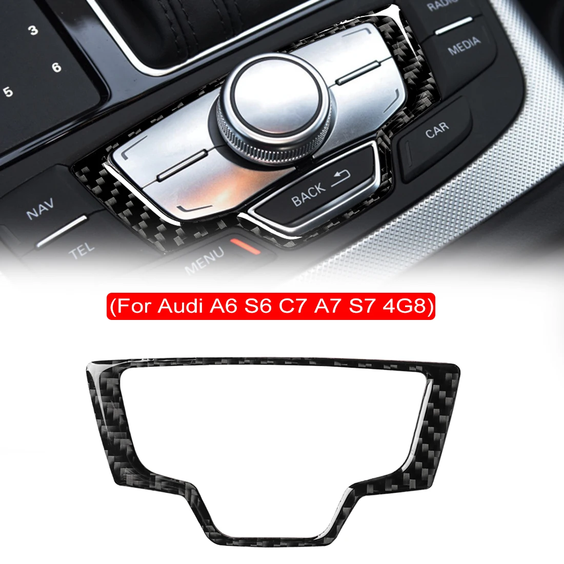 For Audi A6 C7 S6 A7 S7 4G8 Central Control Multimedia Panel Carbon Fiber Sticker Gear Shift Interior Cover Trim Auto Assesories