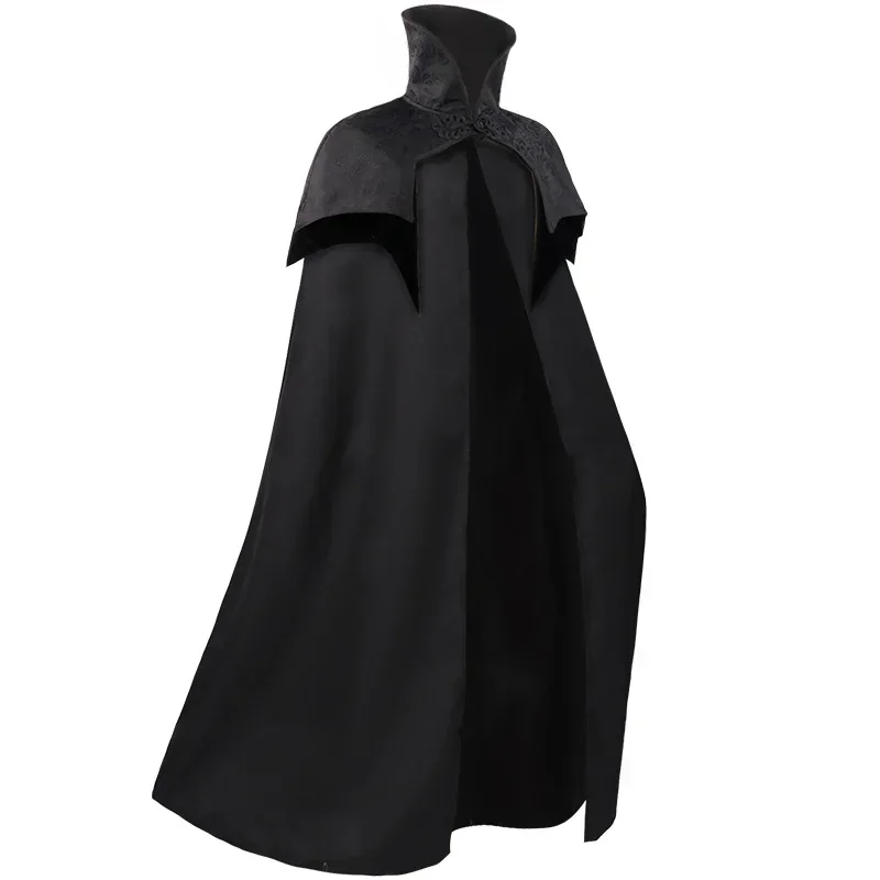 European And American Halloween Long Stand-up Collar Disc Buckle Cape Medieval Stage Performance Costume