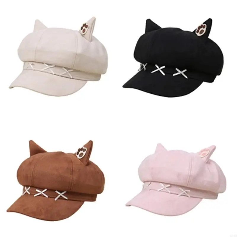 

Q22D Bowknot Cats Ears Hat For Boys Girls Adjustable Size Comfortable For Daily Wear