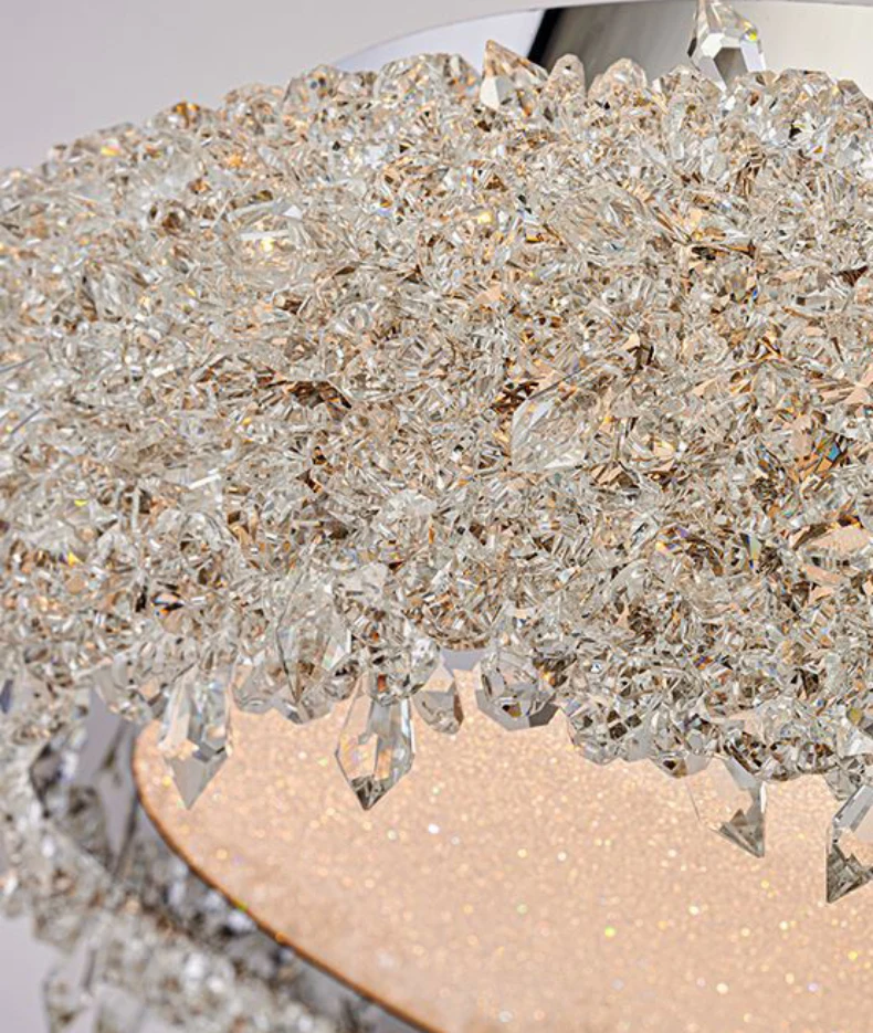 Round Crystal LED Ceiling Light Chrome Metal