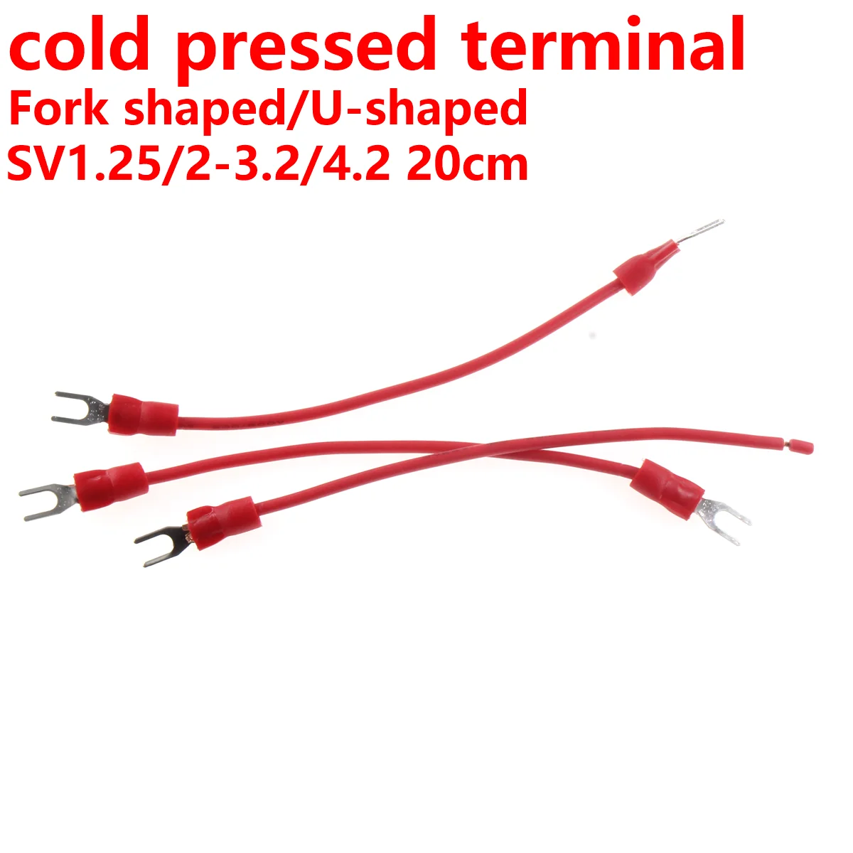 10pcs RV electronic wire SV1.25/2-3.2/4.2 wire length 20cm terminal block fork U-shaped cold pressed terminal copper open nose