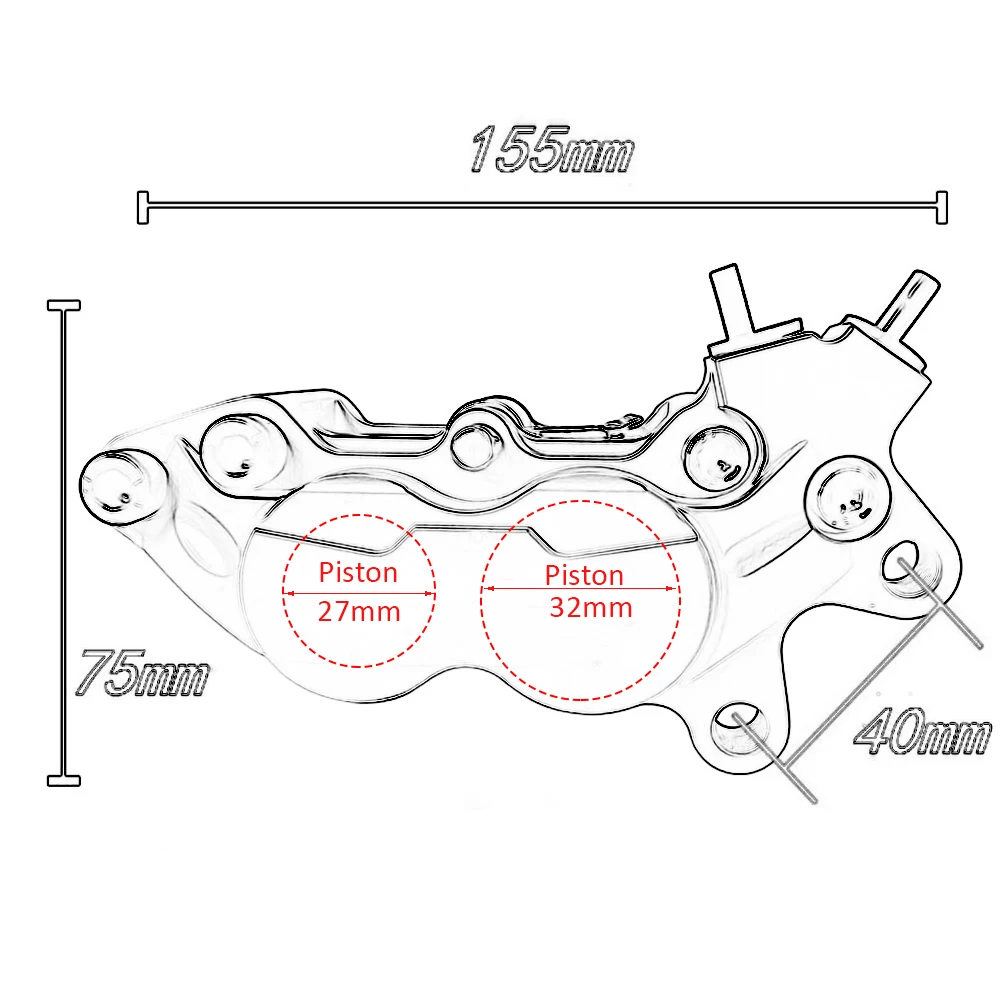 Motorcycle HF6 Brake Caliper 200mm 220mm 260mm Disc Rotor Front Side FAST Fork Core 30mm with Bracket 53mm Mounting Universal