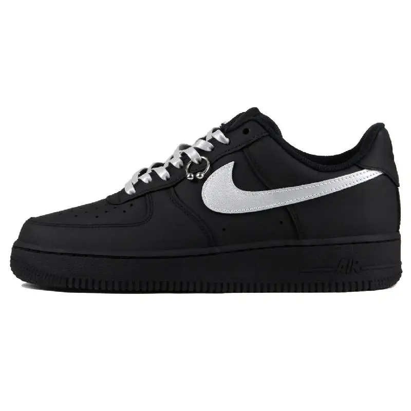 【Customize】Nike Air Force 1 Skateboarding Shoes Unisex Low-top Black/silver Sneakers shoes CW2288-001