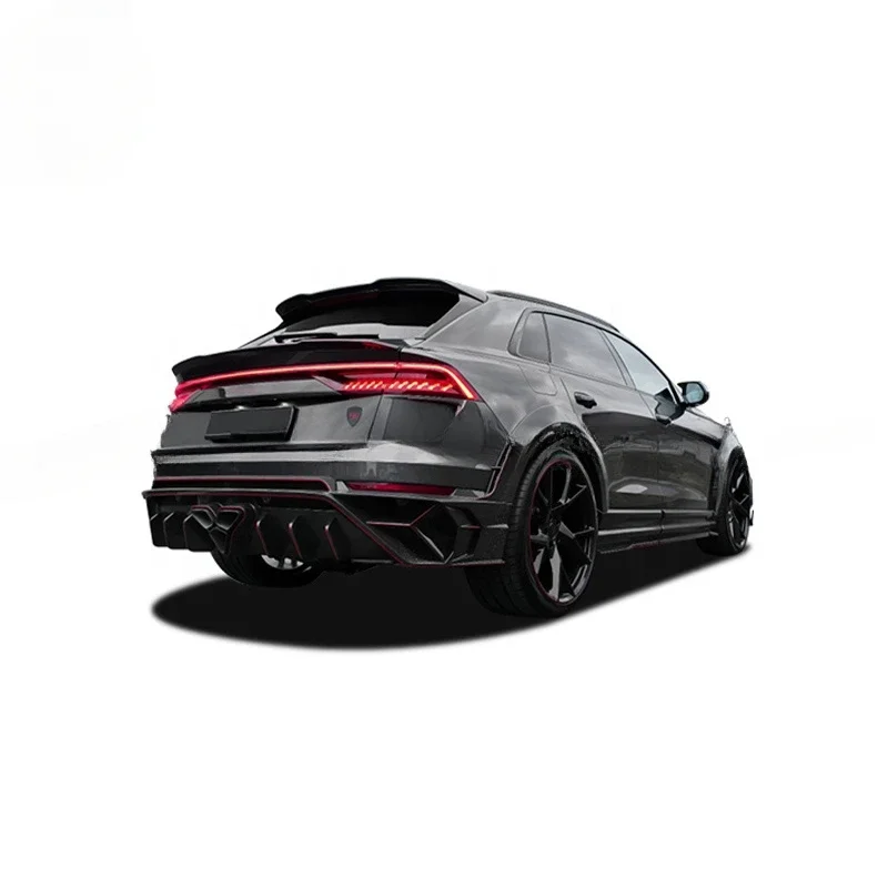 MSY Style Carbon Fiber Body Kit For Audi Q8 Bodykit Car Bumper Front Fenders Rear Bumper Exhaust Tips Roof Wing Engine Cover