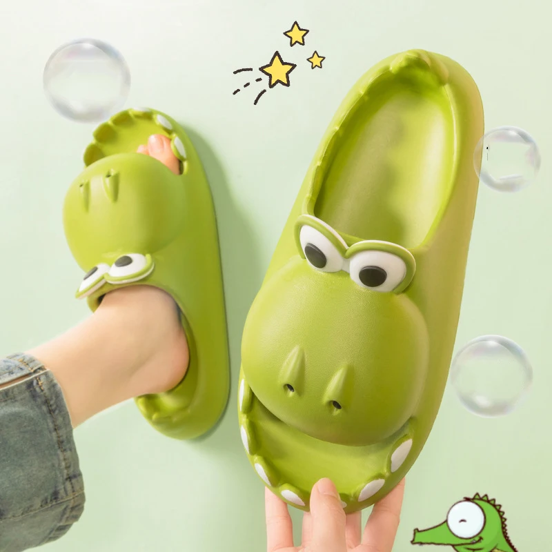 Unisex novelty creative bubble crocodile slippers Women soft open toe summer sandals slides Couple home non slip platform shoes