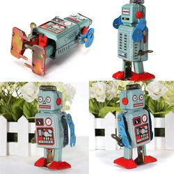 HOT Vintage Robot Mechanical Clockwork Wind Up Toys Walking Radar Robots Tin Toy with Key Retro Metal Doll for Children Gifts