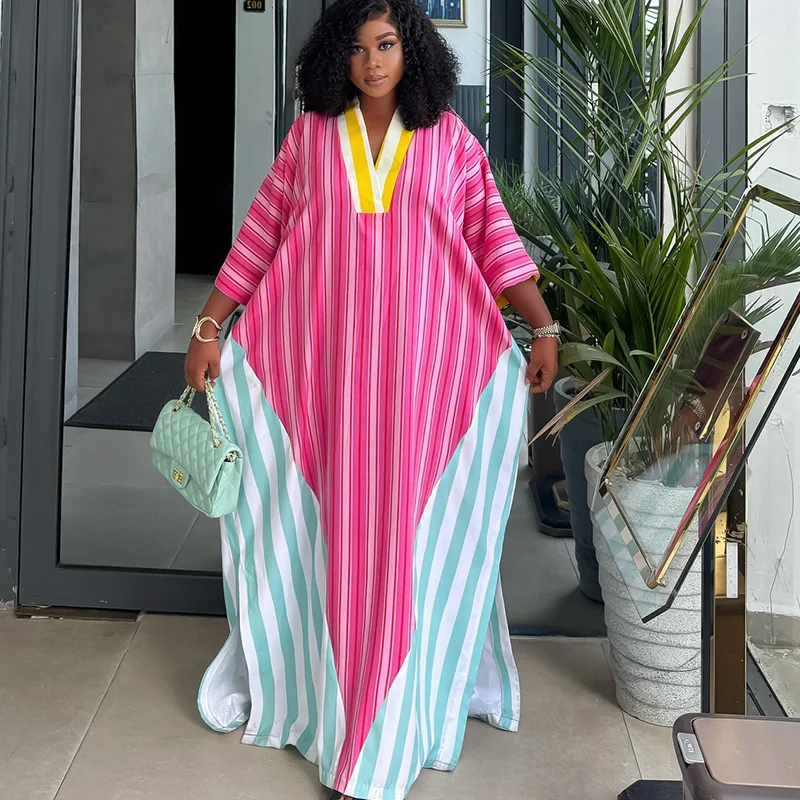 

Long Dress Women Dresses A Line Vestidos Y2k Streetwear V Neck Full Sleeve Casual Loose Striped Elegant Party Night Work 2026