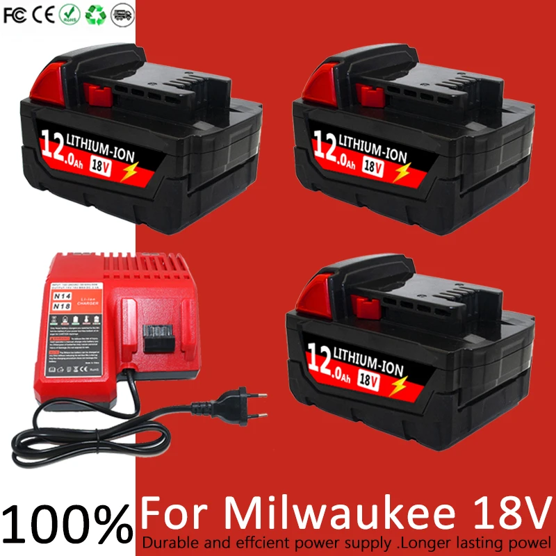 

100% новый 6000 мАч/12000 мАч для Milwaukee M18 18 В, замена для Milwaukee M18B5 XC, литий-ионный аккумулятор 48-11-1815 2604-20 48-11-1850