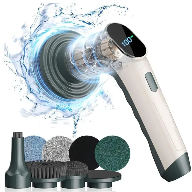 

Электрический очиститель M04K с 2 скоростями и LED-экраном, ручная электрическая многофункциональная чистящая щетка для всех типов полов