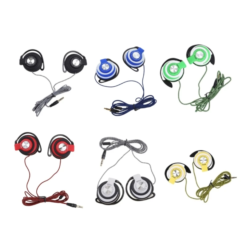 

1PC 1.2m Wired Headphone with Microphone 3.5mm Ear-Hook Headphone for Radio Podcast Laptop MP3 Headphone Clip on Ear Design