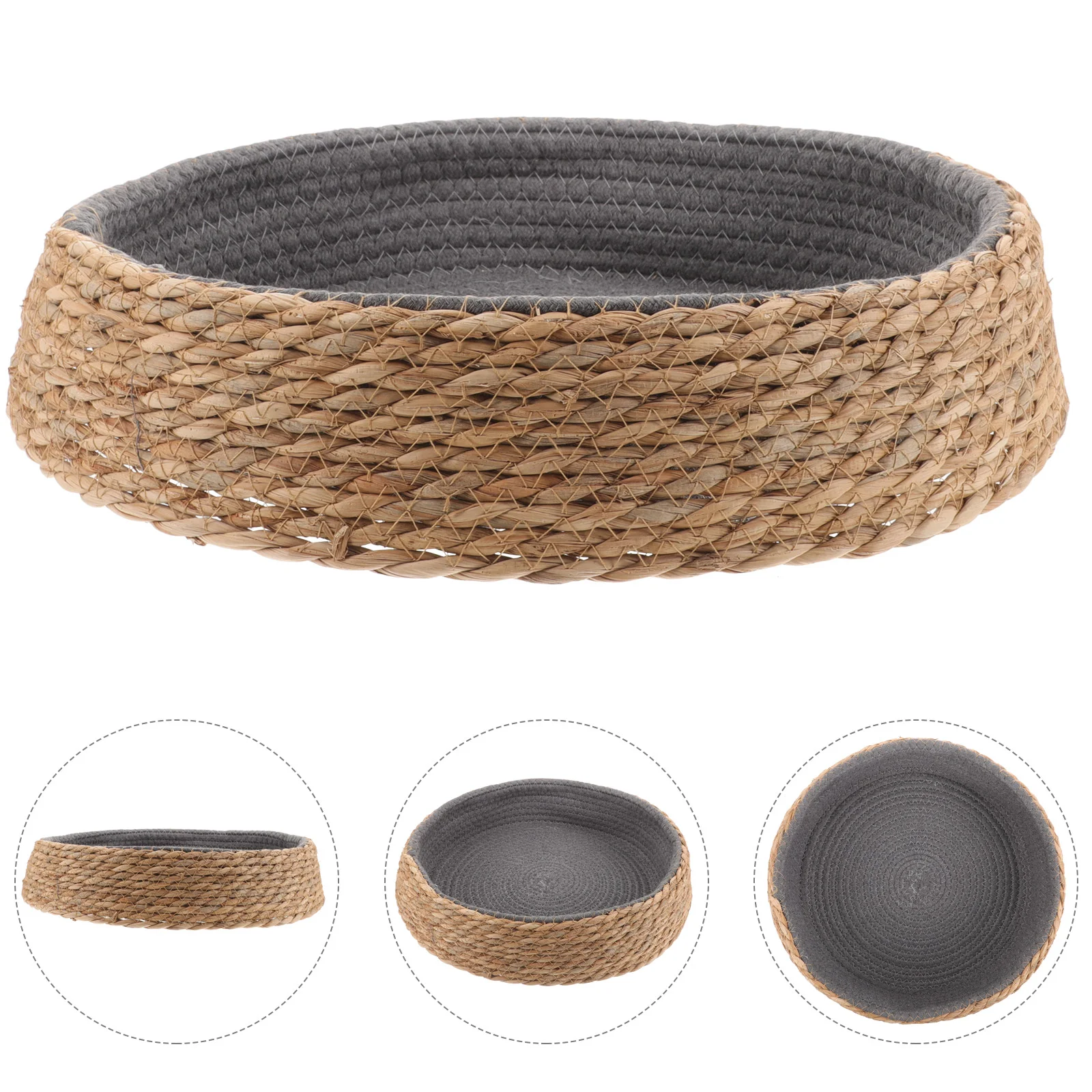

Rattan Pet Bed Round Shaped Washable Cooling House for Small Dog Cat Puppy Medium Size Deep Gray Color