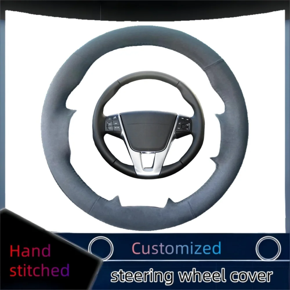 

Braid Car Steering Wheel Cover Wrap Hand Sewing Anti Slip And Soft Suede Leather For VOLVO XC60 S60 V40 V60 S40 2011-2017