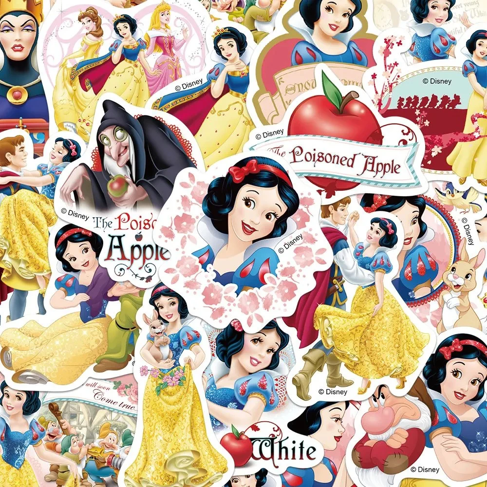 50 Stück Kawaii Schneewittchen-Aufkleber, niedliche Disney-Cartoon-wasserdichte Aufkleber, DIY-Aufkleber für Skateboard, Helm, Gitarre, Belohnung, klassische Anime-Aufkleber