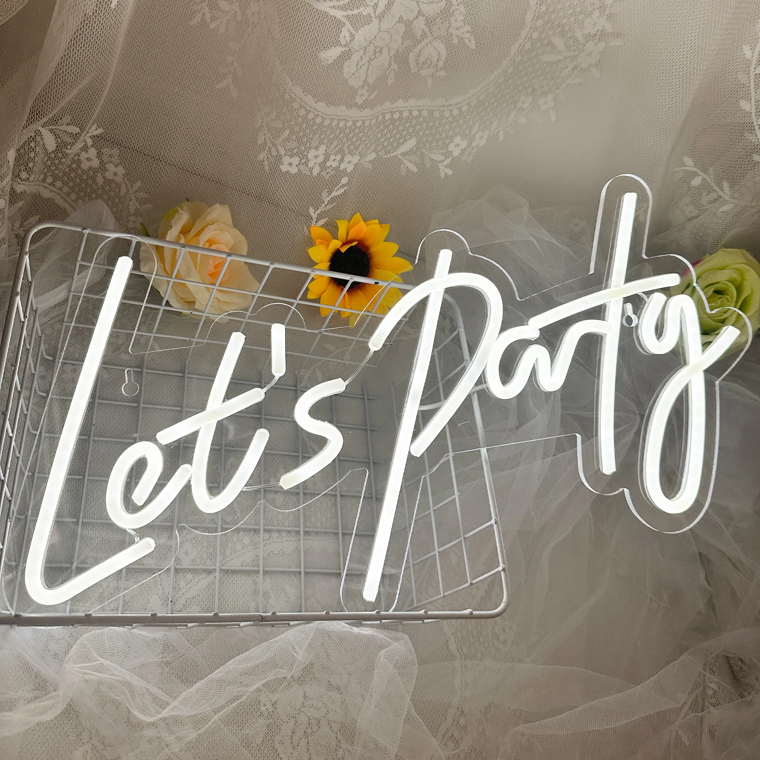 

Let's Party Neon Sign Letter LED Light Birthday Wedding Festival Party Room Decoration Home Hanging Wall Lights Up Signs Lamp
