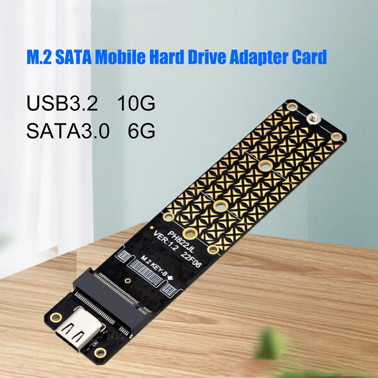 M.2 to USB Adapter NGFF M.2 Bkey SATA Hard Drive SSD to USB3.2 Type C 10G Adapter Card Support 2230 2242 2260 2280 Size SSD