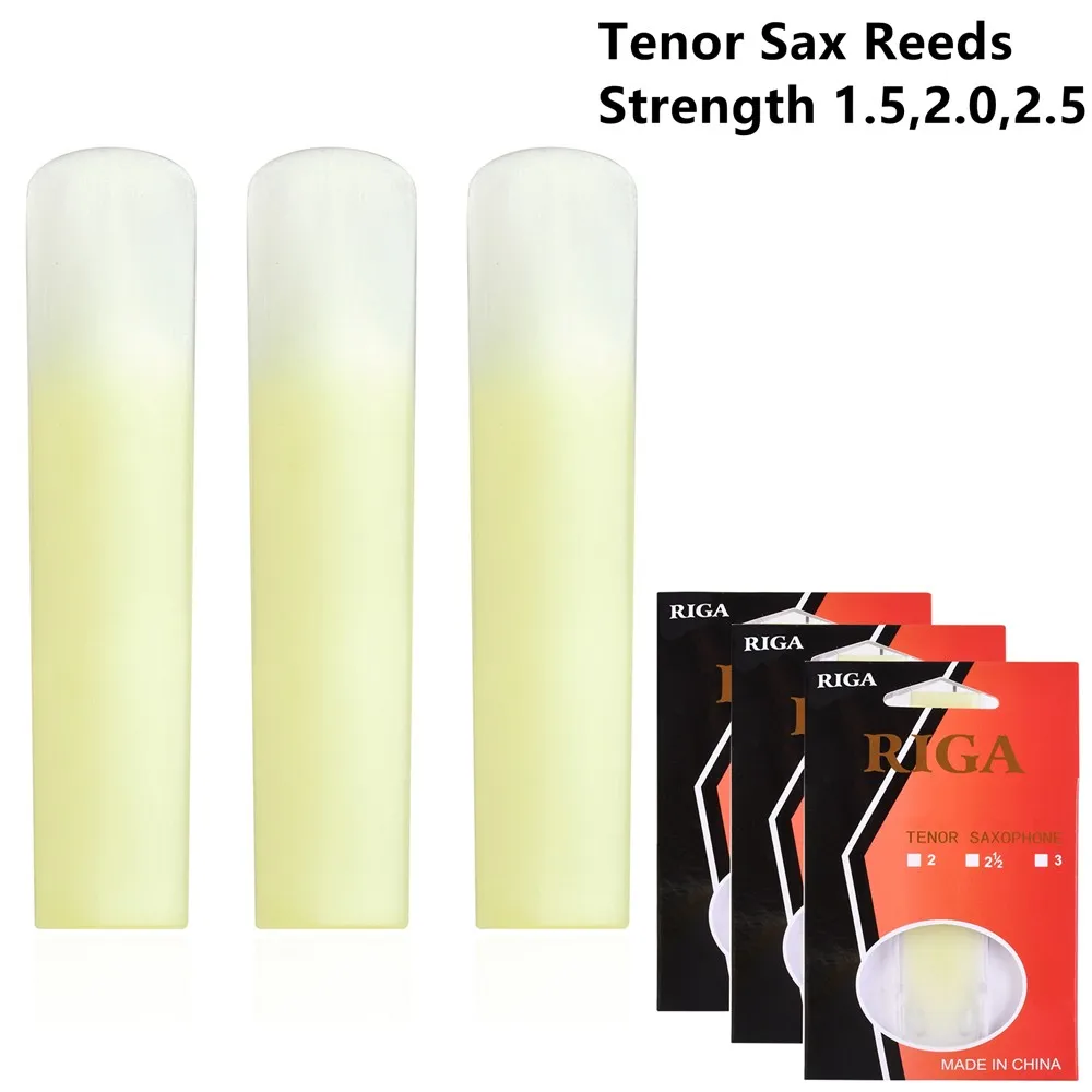 Tonal Versatility Achieved with this Set of Three Synthetic Resin Tenor Saxophone Reeds Available in Various Resistances