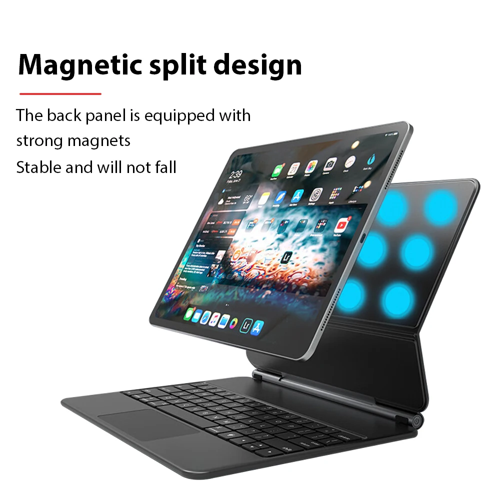 Imagem -02 - Teclado Mágico para Ipad Pro Capa Protetora Magnética 10.9 12.9 6th 12 10 10th Geração Air m2 10.9 2024 Funda Case