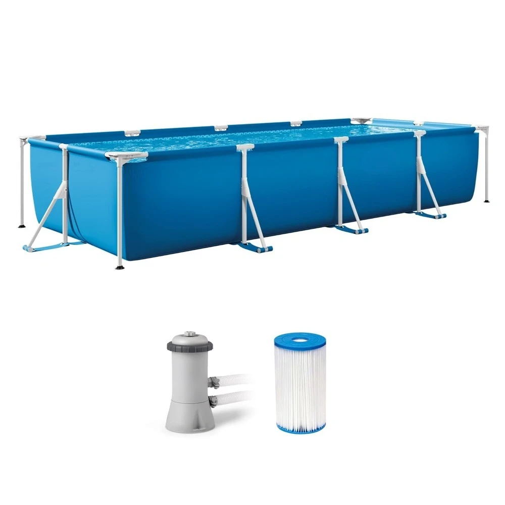 

Rectangular Frame 14 ft 9 in x 7 ft 3 in x 33 in Above Ground Pool, Swimming Pool with Steel Frame and 530 GPH, Customized