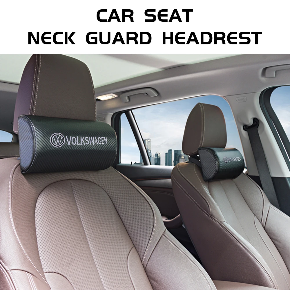 Leather Car Pillows Headrest Neck Rest Cushion Support Seat Accessories For Volkswagen VW GTI Golf Polo Tiguan GTD Passat Rline