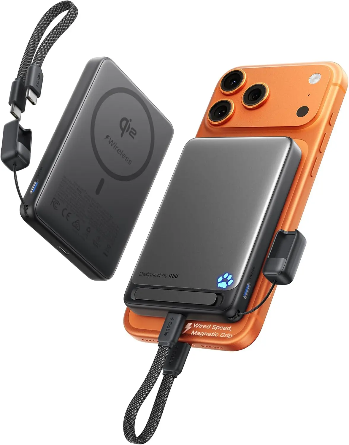 Slim 10000mAh Magnetic Power Bank with 45W Wired & 15W Qi2 Wireless Fast Charging, Compatible iPhone 12-17
