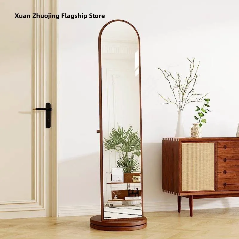 

Напольное зеркало в полный рост с вращающейся подставкой, для домашнего использования, с вешалкой для одежды, встроенным хранилищем для прихожей и зоной для макияжа