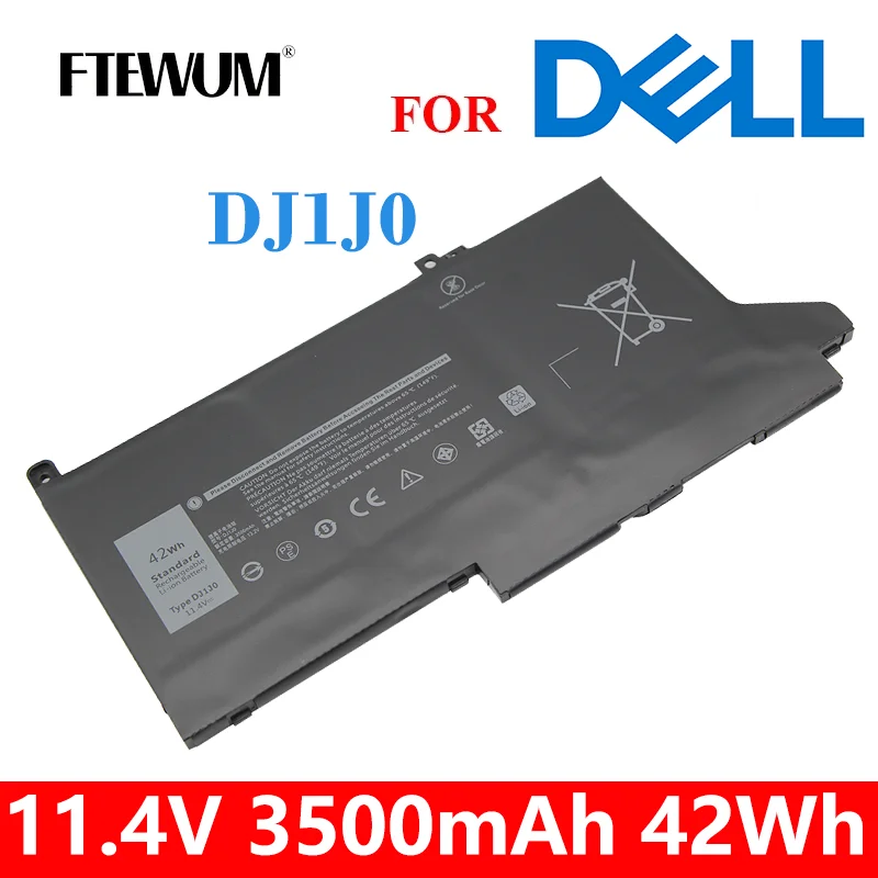 

42Wh DJ1J0 11.4V 3 Cells Laptop Battery For Dell 7480 2X39G Latitude 12 7000 7280 7290 E7280 E7290 E7380 E7390 13 7000 7380 7390