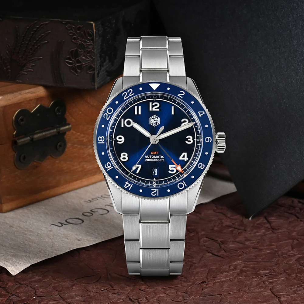 San Martin 38mm Men Dive Watch Limited Edition GMT NH34 Automatic Movement Sapphire BGW-9 C3 Luminous 120 Clicks Watches SN0140W