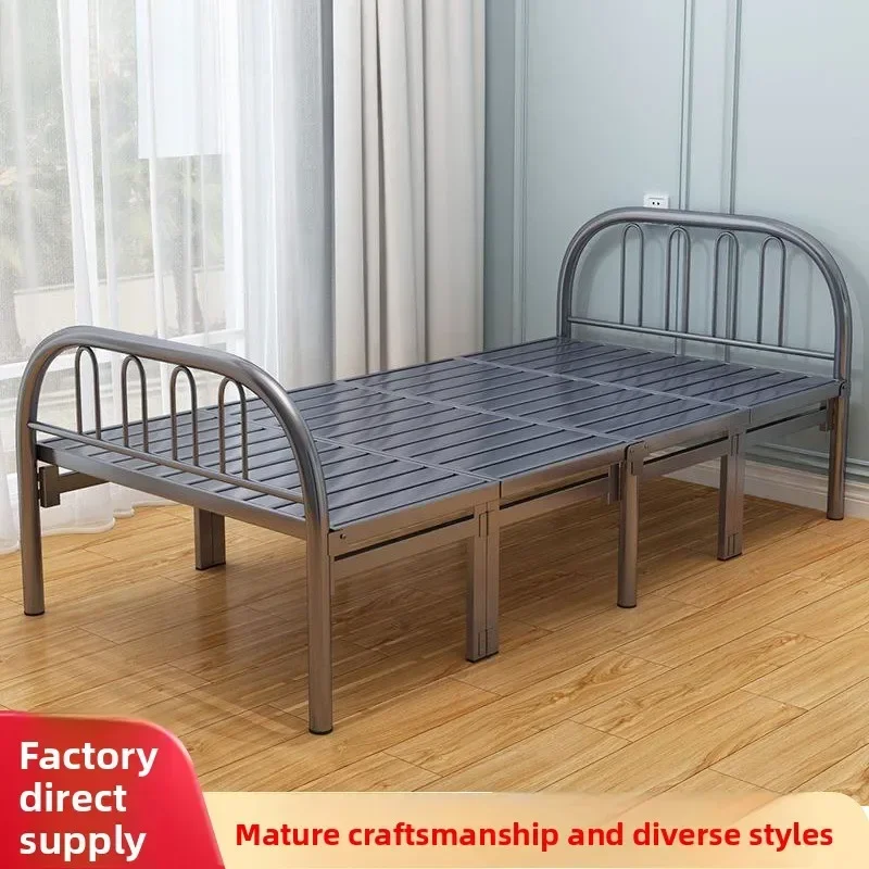 Portable Folding Bed Steel Frame Doublefold Space Saving Dorm House Guest Use Easy Storage Eco Friendly Modern Foldable Bed