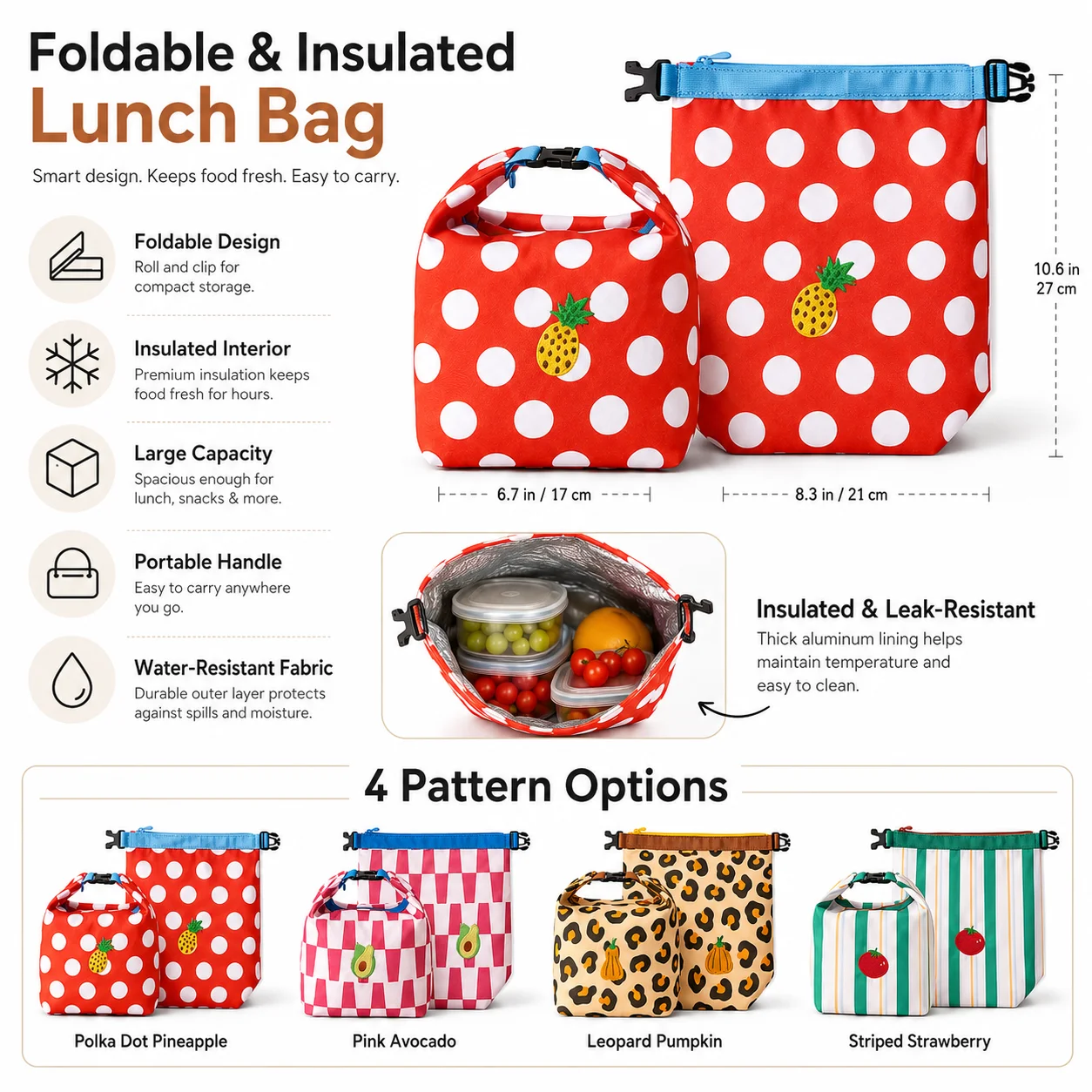 Cartoon Large Capacity Lunch Bag Insulated Foldable Food Box Bag Hand-Held Waterproof Insulated Bag Vegetable Storage