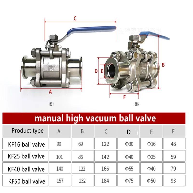 Old KF High Vacuum Ball Valve 304 Stainless Steel Quick-Fit Three-Piece Ball Valve KF16 KF25 KF40 KF50
