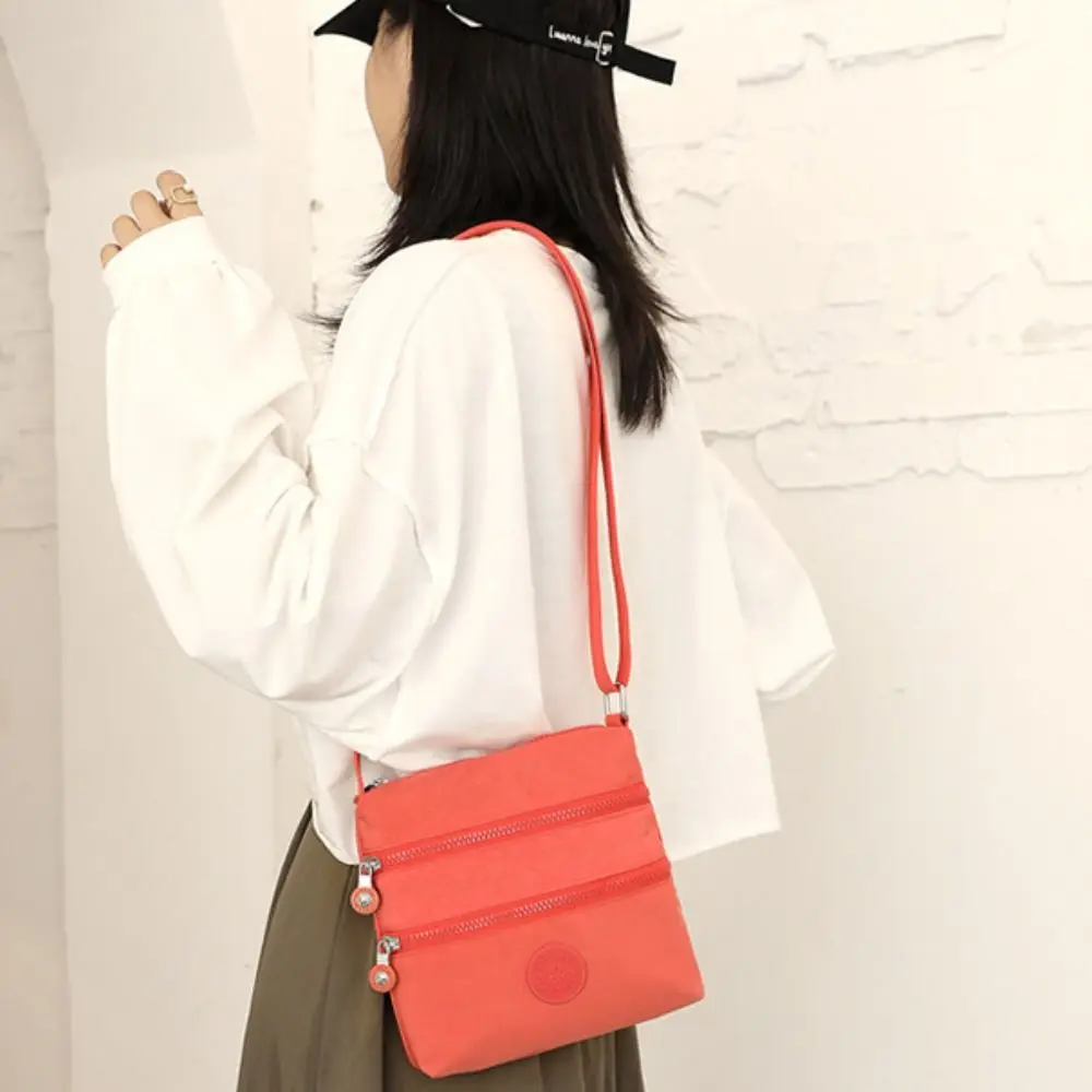 Nylon Fabric Shoulder Bag Fashion Waterproof Small Crossbody Bag Solid Color Messenger Bag Women