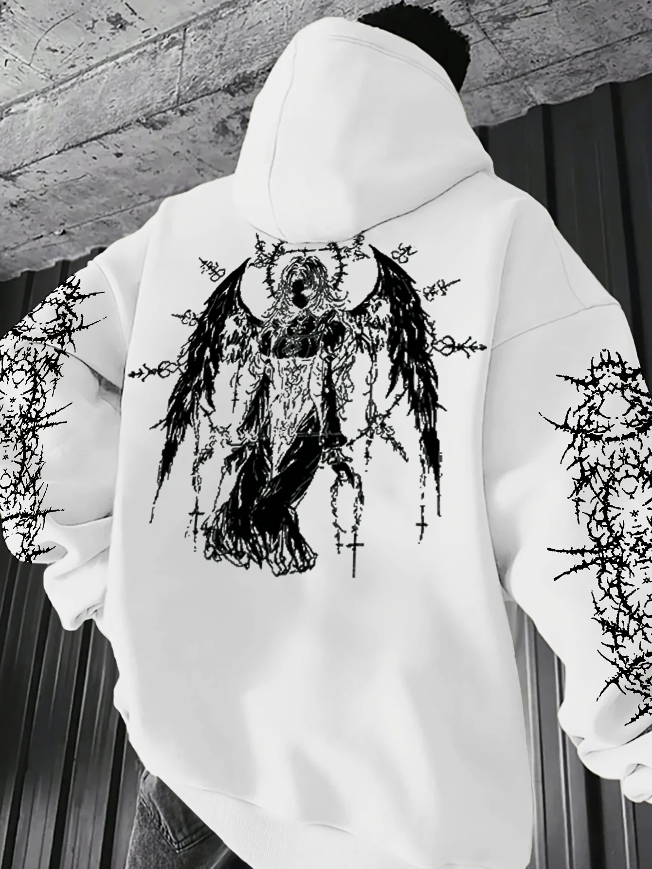2026 Retro Y2K Gothic-Muster Bedruckter Pullover-Hoodie für Männer und Frauen, Modischer Street-Style Casual Kapuzenpullover – Detail 4