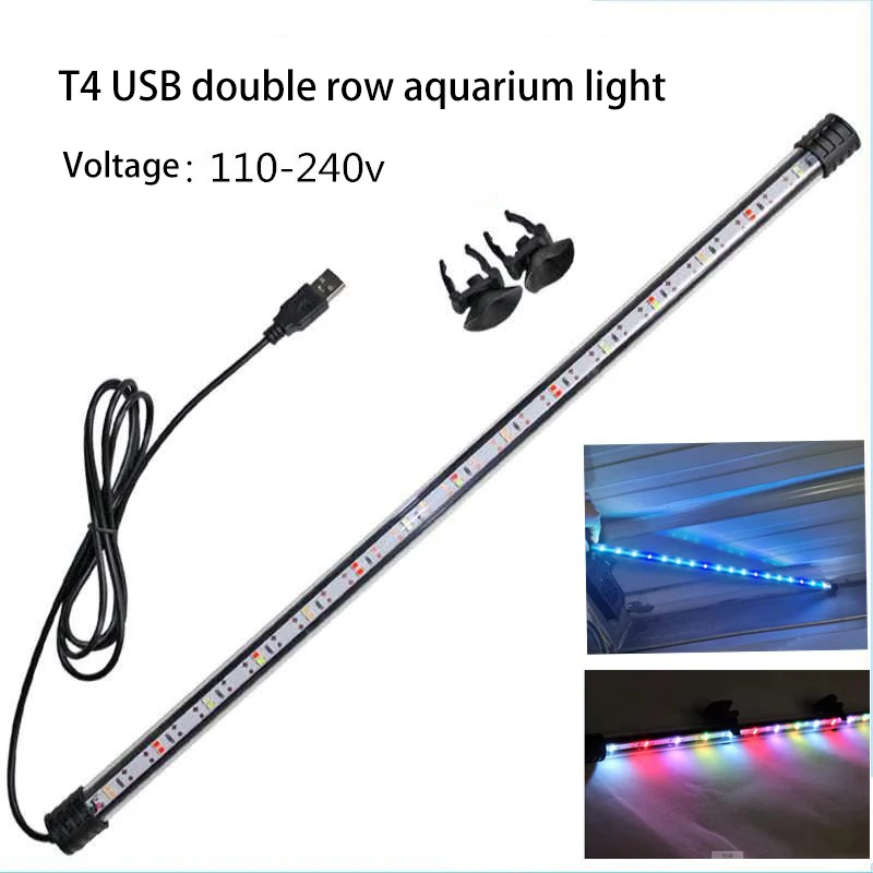 1Pc Colorful Aquarium USB Fish Tank Light 17cm/27cm/37cm/48cm/58cm Accessories Applicable to 100V-240V voltage For Fish Tank