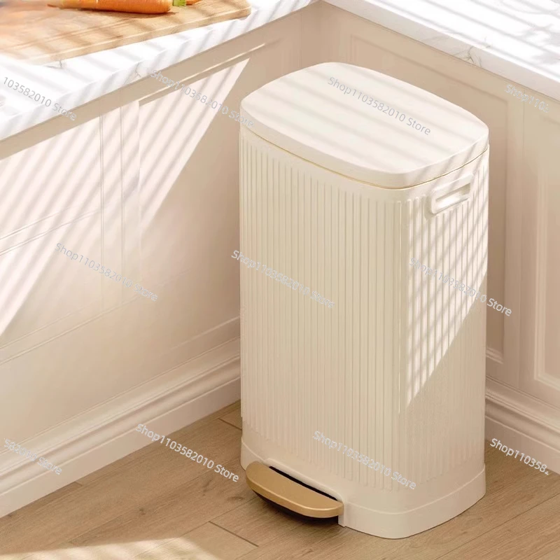 Stainless Steel Hotel Trash Can  Dual-Bin Large Capacity Kitchen Waste Bin  Pedal Office Paper Basket  Wide-Open Lid Design