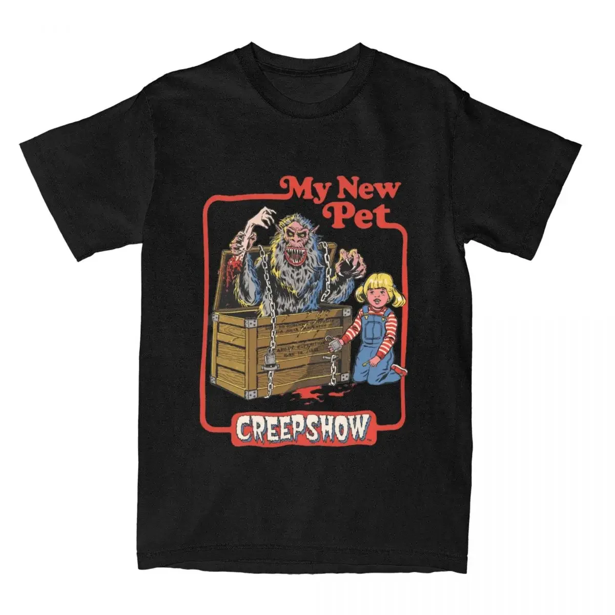 Humor My New Pet Creepshow T-Shirts for Men Women Pure Cotton Tee Shirt Classic Tops