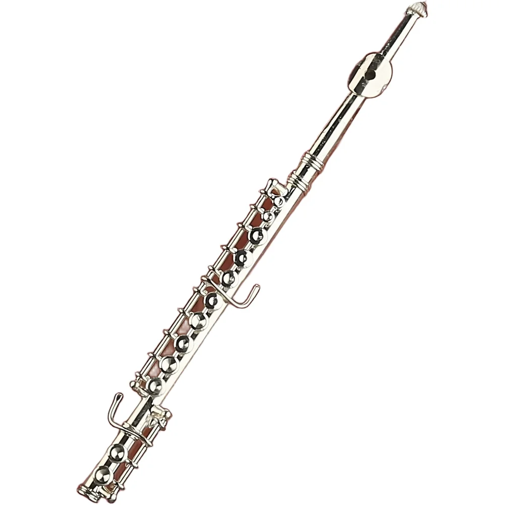 Silver Plated Brass Flute Replica Model for Home Office Decor 11cm 14cm Detailed Crafted Non Functional Display