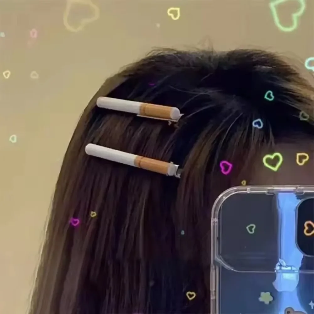 2 Stück Lustige Kreative Zigaretten-Haarspangen für Frauen und Mädchen Modische Haarklammern Individuelle Punk-Haaraccessoires Partygeschenk – Detail 3