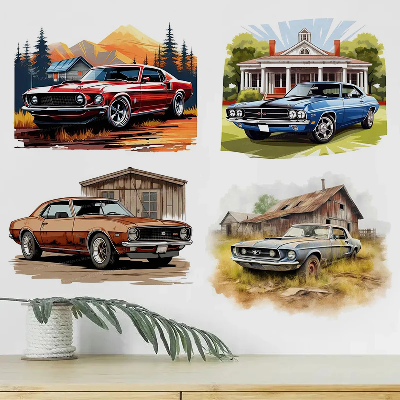 

Vintage Car Sticker Boy Room Background Home Decoration Mural Living Room Wallpaper Funny Decal S326