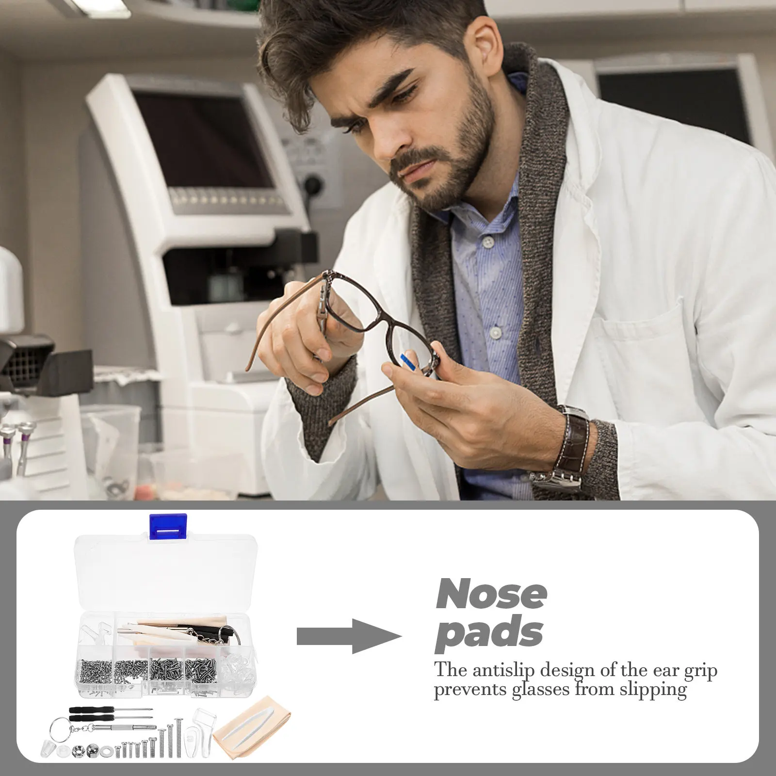 

1Set Eyeglass Repair Kit Sturdy Nose Pads Glass Screws Kit Easy Glasses Sunglasses Repair DIY Eyeglass Nose Pads