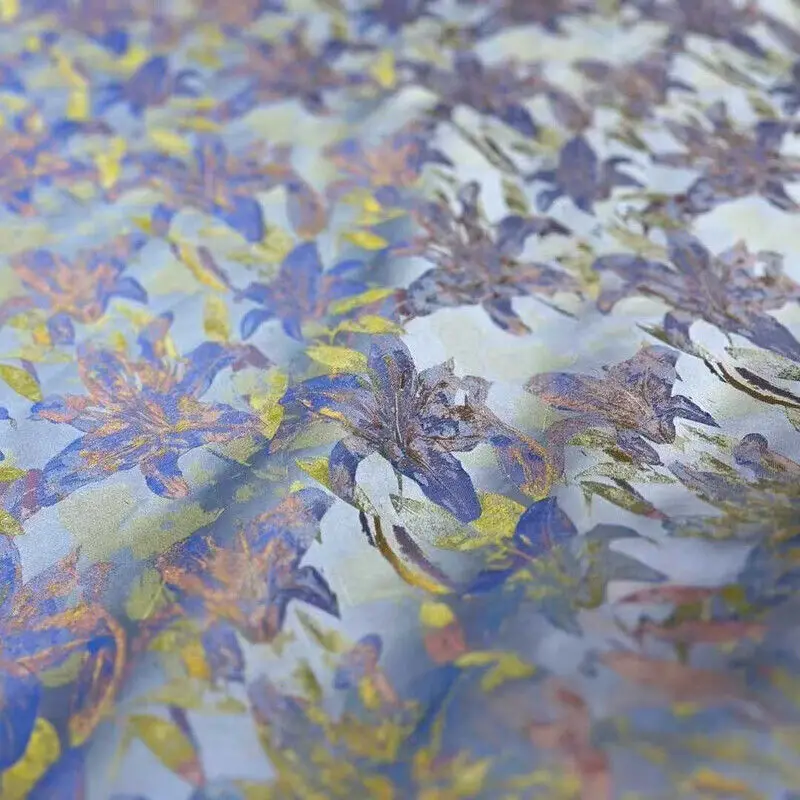 Small Floral New Chinese Real Silk Woven Song Dynasty Brocade Fabric Chinese Style Shirt Dress and Coat Cheongsam Silk Fabric ，