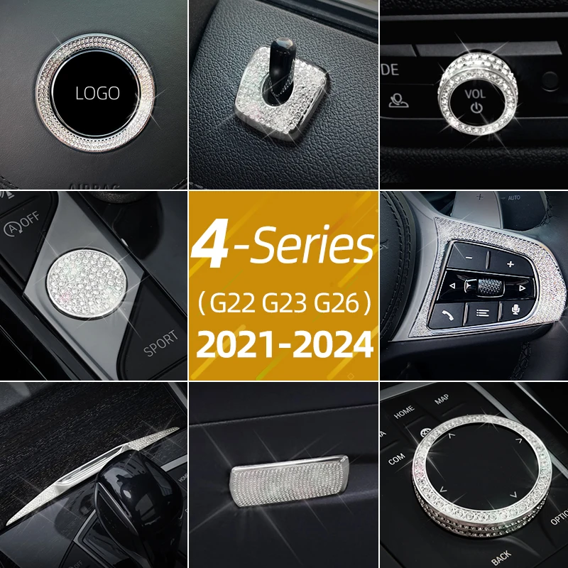 

For BMW G22 G23 G26 4-Class 2021-2024 i4 New 420i 425i 430i Series Car Interior Steering Wheel Air Outlet Diamond Decoration