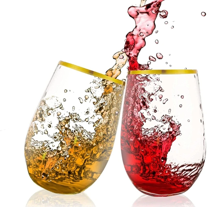 Copos vinho sem haste 12/16 onças, vidro coquetel plástico, copos uísque, bebendo reutilizável para