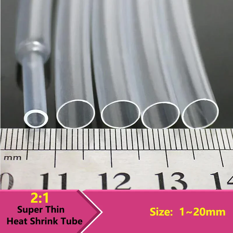 1~10M Super Thin Heat Shrinkage Tube Sleeve Cover Diameter 0.8mm ~ 20mm Flexible Earphone Line Professional Audio Wire Wrap Case