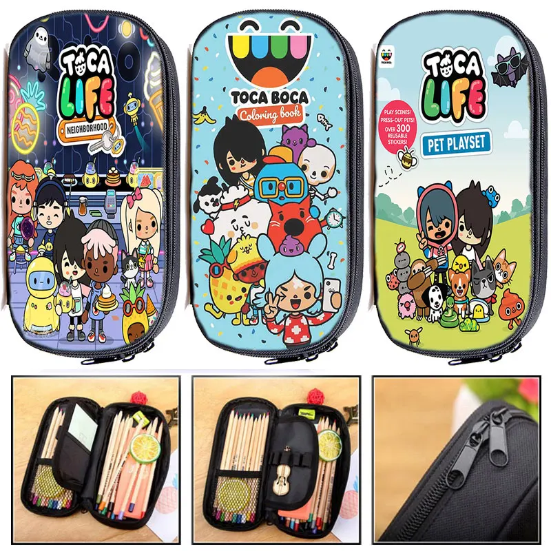 3D Toca בוקה Toca חיים עולם קלמר אנימה עיפרון תיק משחק מארזי קוסמטיקה מכתבים אחסון ציוד לבית ספר חמוד פאוץ תיק