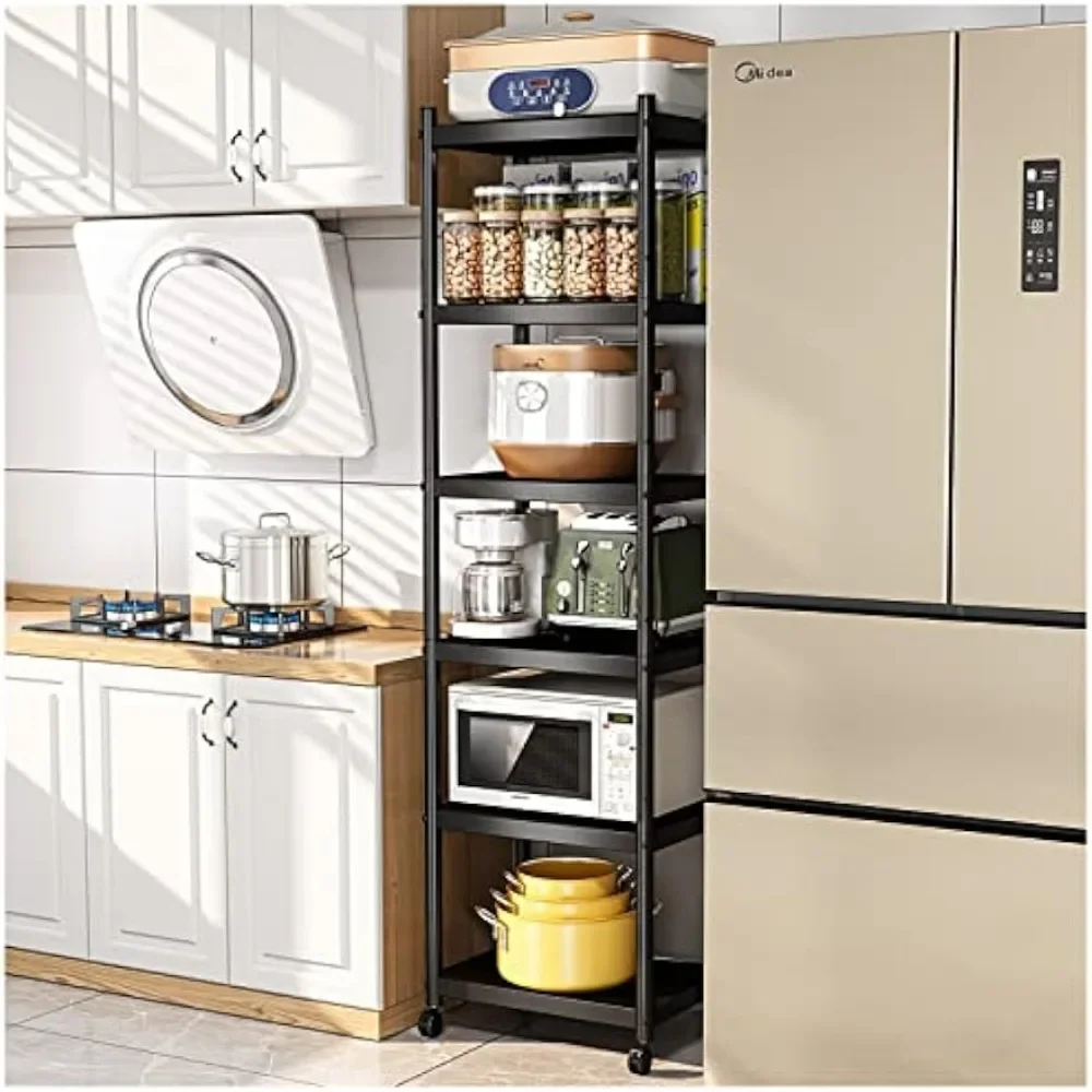 

6-Shelf Heavy Duty Shelving,Metal Utility Storage Racks with Rolling Wheels, Adjustable Kitchen Storage